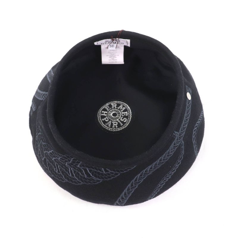 Hermes H222039n 100% Wool Saint Honore En Finesse Beret With Serie Buttons