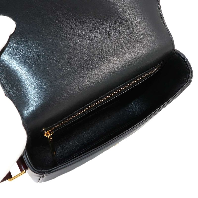 Celine Tassels Shoulder Bag Leather Bordeaux Black Gold Hardware Vintage