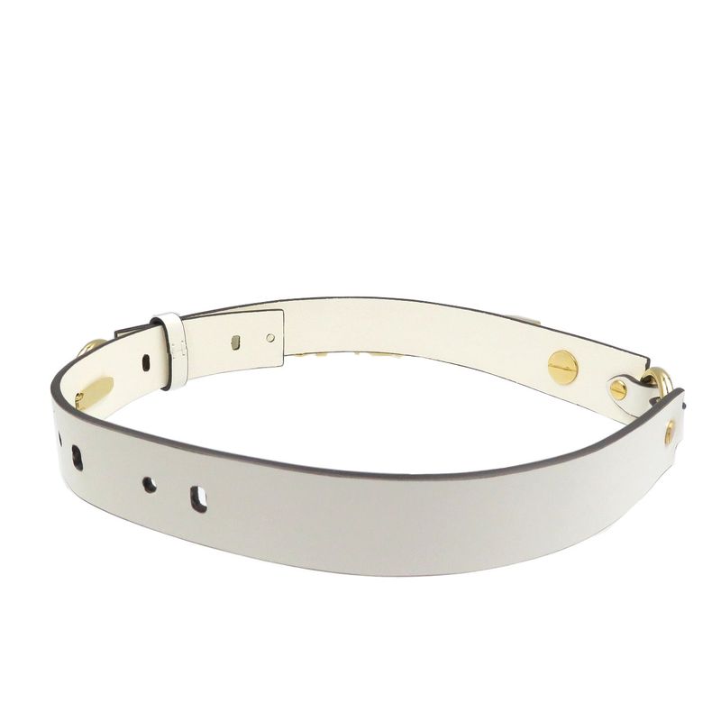 Fendace Fendi Versace 8c0662 Leather Metal White Gold Belt 1891 Fendace