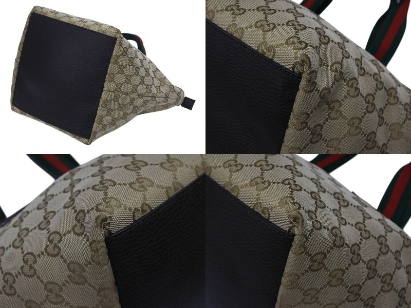 Gucci Handbag Sherry Line Beige Red Green GG Canvas Leather — view 5