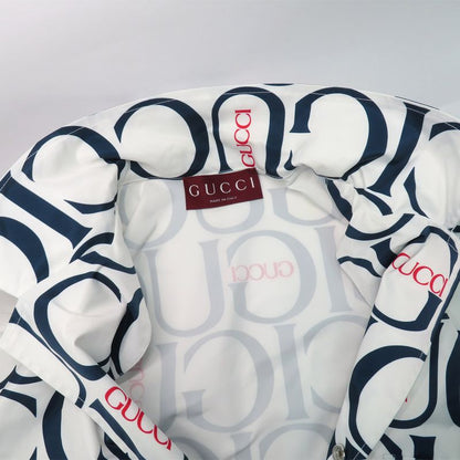 Gucci Maxi Gucci Print Fabric Shirt 790723 Short Sleeve 44 White Blue