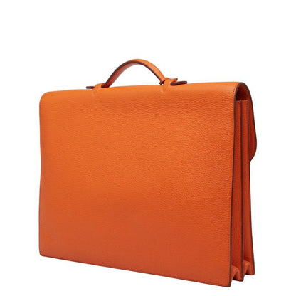 Hermes Sac A Depeches 38 Business Bag Briefcase Orange Taurillon Clemence Women
