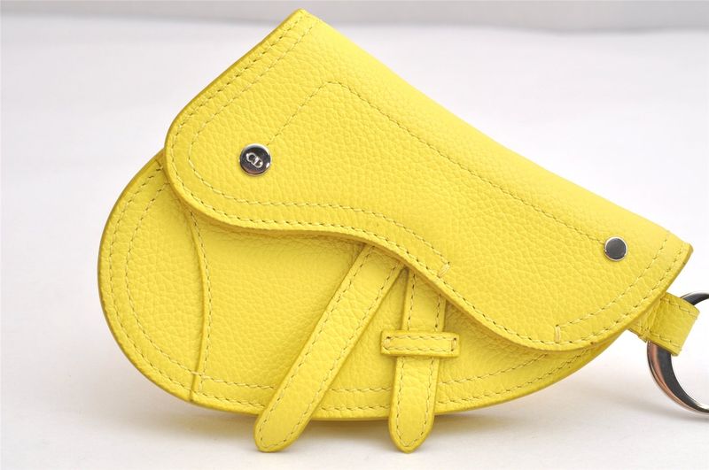Christian DIOR Vintage Saddle Pouch Wallet Leather Yellow CD 3224n