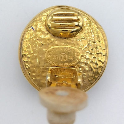 Chanel Earring 95A Gold Coco Mark Faux Pearl Vintage