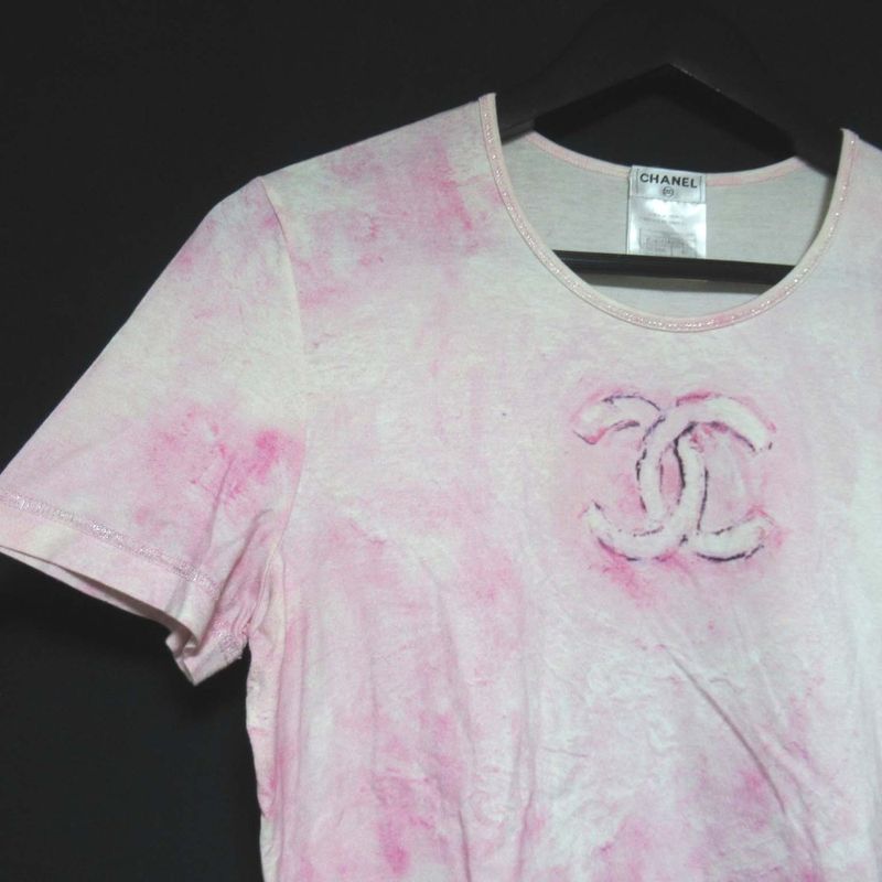 Chanel 09c Coco Mark Print Short Sleeve T-Shirt Cut and Sewn P34611 Size 40