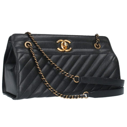 Chanel Calfskin Bias-stitched Shoulder Bag Women