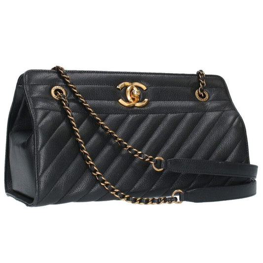 Chanel Calfskin Bias-stitched Shoulder Bag Women
