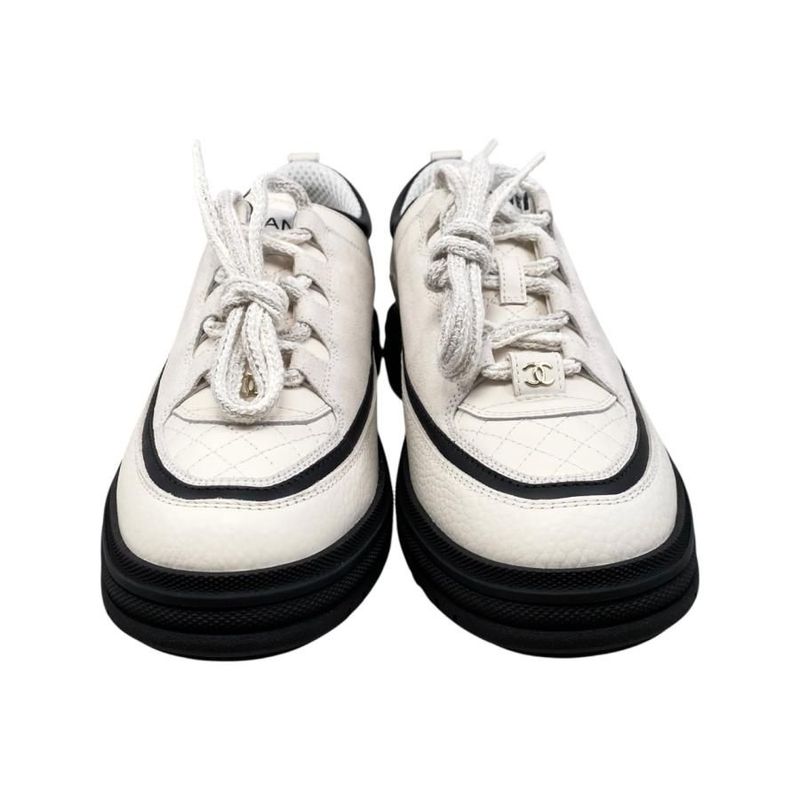 Chanel Sneakers Matelasse Coco Mark G46258 37 Size Suede Calfskin Lambskin