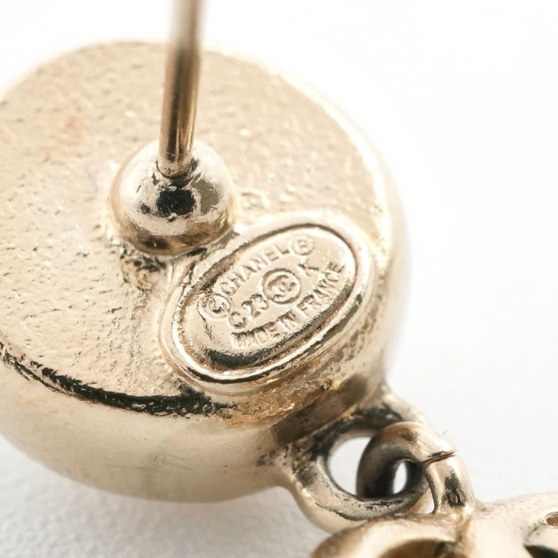 Chanel Earrings Earring Gold Coco Mark Rhinestone