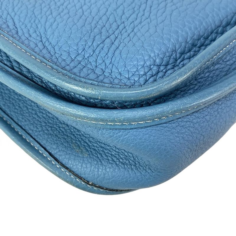 Hermes Shoulder Bag Evelyndu PM Blue Jean Silver Hardware