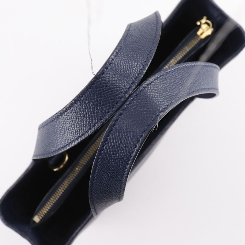 Celine 2WAY Shoulder Vintage Mc1739 Calf Navy Blue Ladies Handbag