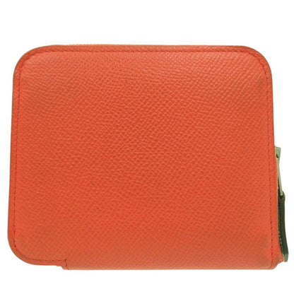 Hermes Azap Compact Silk Quinn Coin Case X TS 011 AU Leather Orange 0097 Hermes
