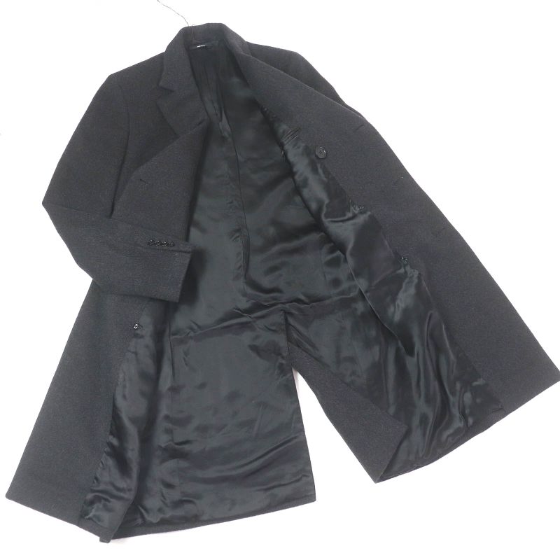 Hermes 23AW 100% Cashmere Double Breasted Chester Coat Long Coat Dark Gray 46