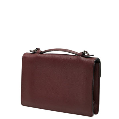 Prada Handbag Shoulder Bag 2WAY Bordeaux Wine Red Saffiano Leather Women Prada