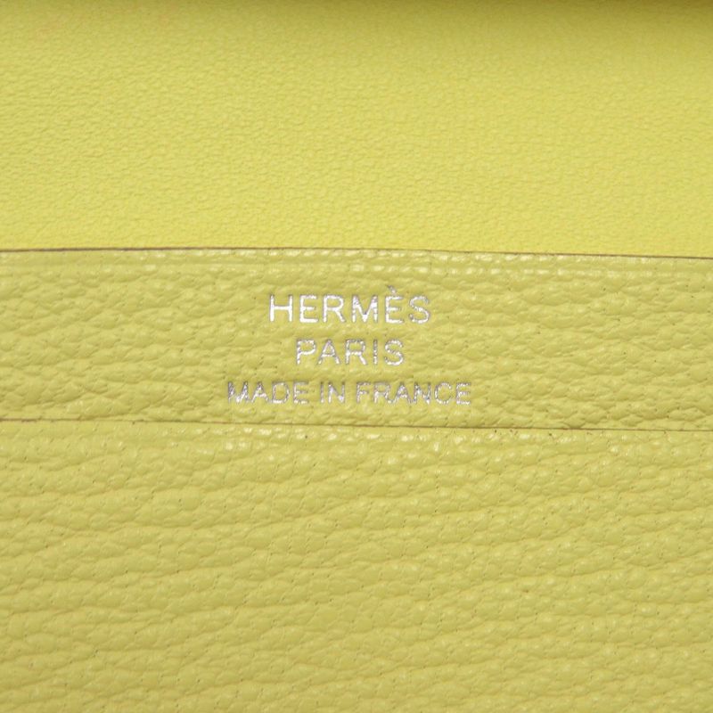 Hermes Bearn Card Case Chevre Mizor Lime Stamped W (made In 2024) Yellow 1650