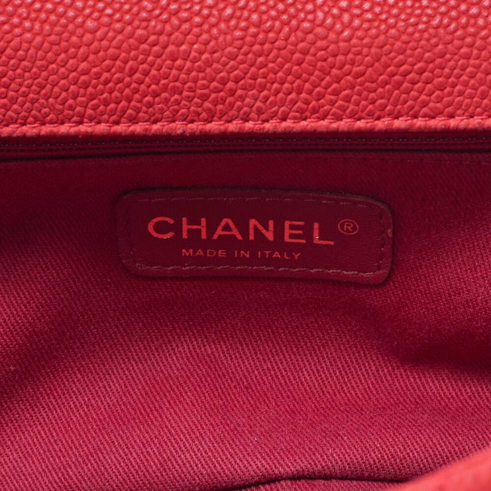 Chanel Chain Shoulder Bag Matelasse Turnlock 2way Caviar Skin Red Gold Hardware