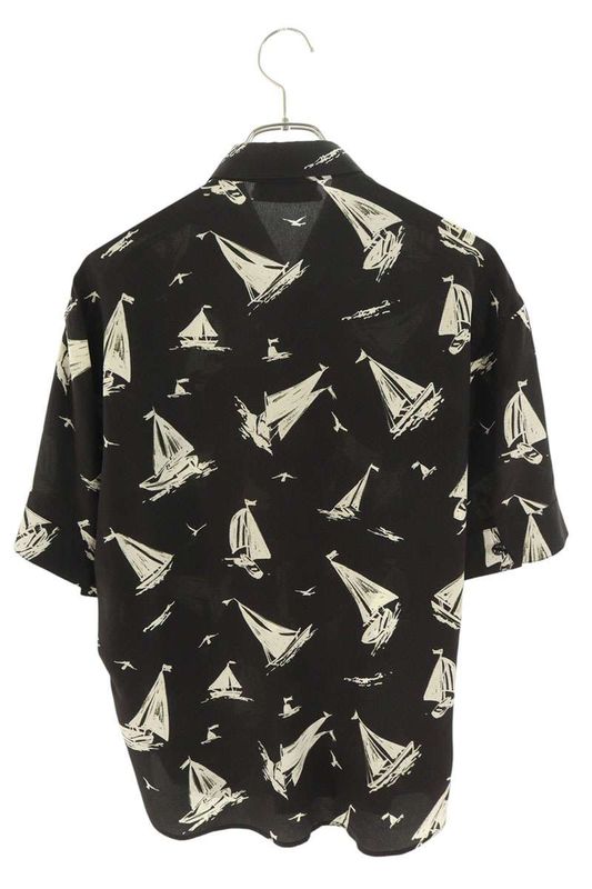 Saint Laurent Paris 552829 Y293u All Over Patterned Open Collar Short Sleeve