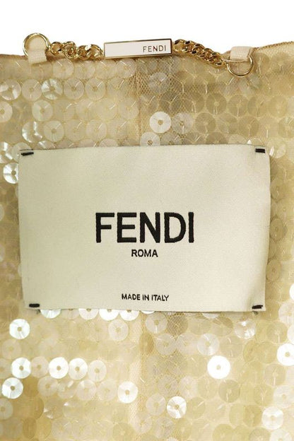 Fendi Ff8994 AM3S Belted Lined Sequined Oversized Coat Women's 40