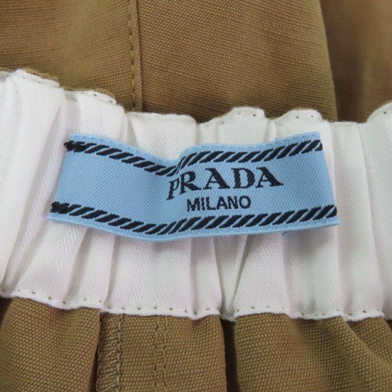 Prada 2023 P279h Panama Cotton Linen Blend Belt Design Shorts Brown 36 Made In