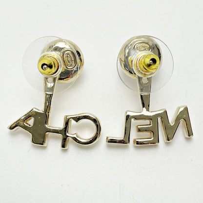 Chanel Earrings Ab6484 Gold 2way Coco Mark Logo Stone Fake Pearl Women's