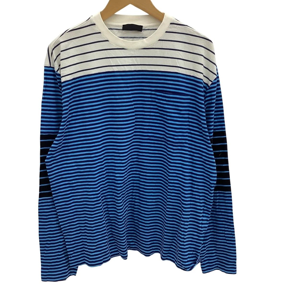 Prada Men's Long Sleeve Cut and Sewn Long T-Shirt Suze XL Blue