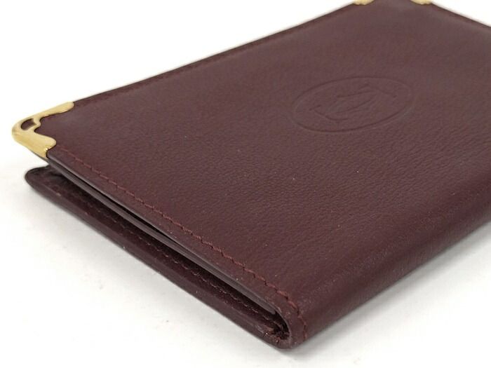 Cartier Mustline Card Case Business Card Holder Leather Bordeaux