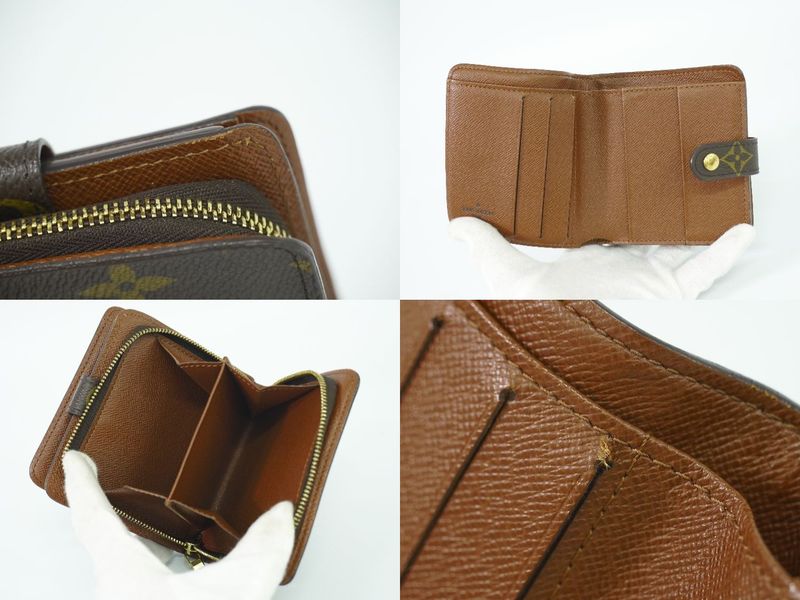 Authentic Louis Vuitton LV Compact Zip Monogram Fold Wallet Brown M61667
