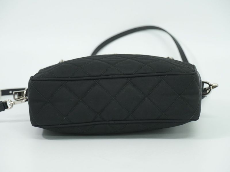 Authentic Prada Quilted 2way Shoulder Bag Handbag Pochette Nylon Black Bag