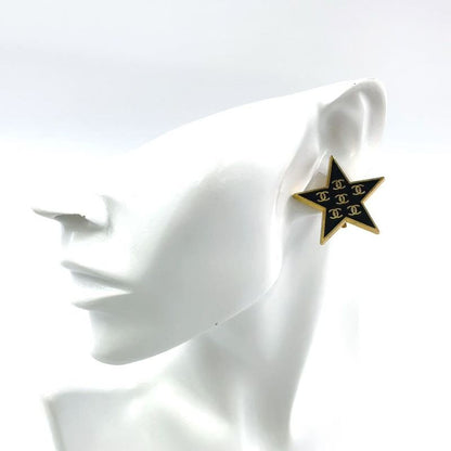Chanel Star Coco Mark GP Gold And Black Earrings