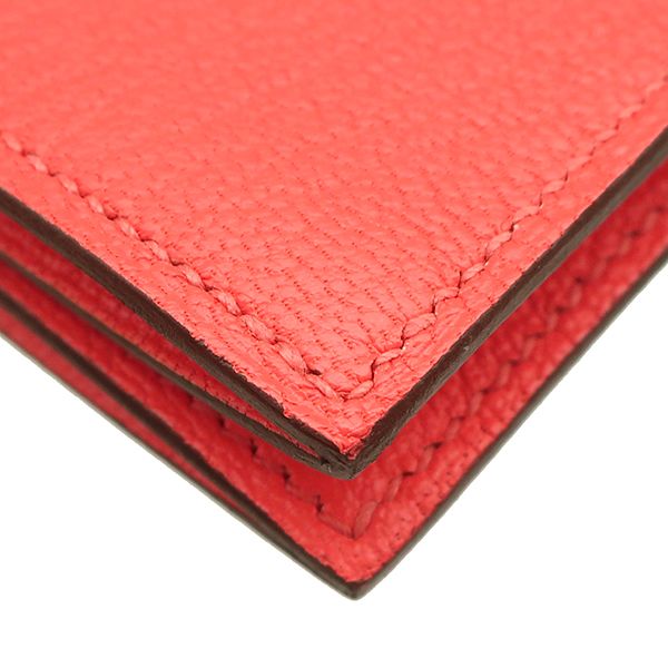 Hermes Card Case Bearn Chevre Rose Texas Silver Hardware Unused Business Card