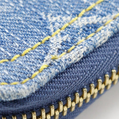 Louis Vuitton Zippy Wallet M82958 Monogram Denim Blue Unisex Long Wallet