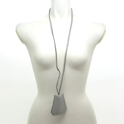 Hermes Necklace Clochette Leather Light Gray