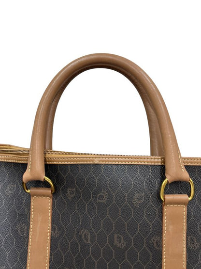 Christian DIOR Boston Bag With Honeycomb Pattern Brown