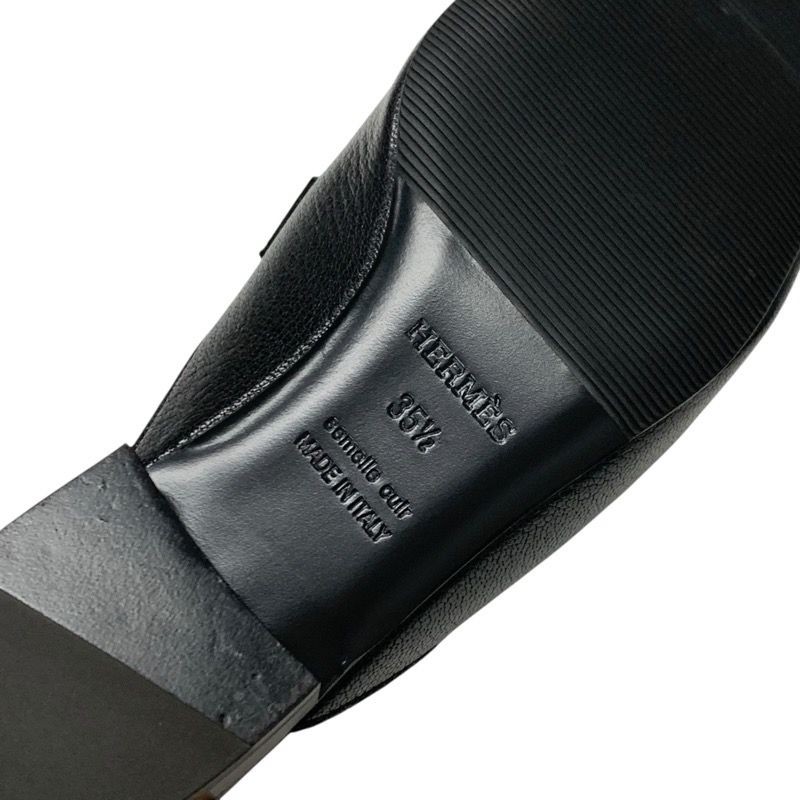 Hermes Vincennes Sandals Shoes Leather Black Silver Mule Carriage Hardware