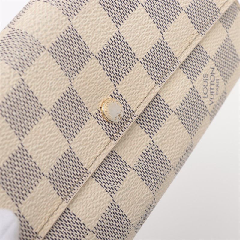 Louis Vuitton Damier Azure Portefeuille Sarah Long Wallet N61735 Ivory Made In
