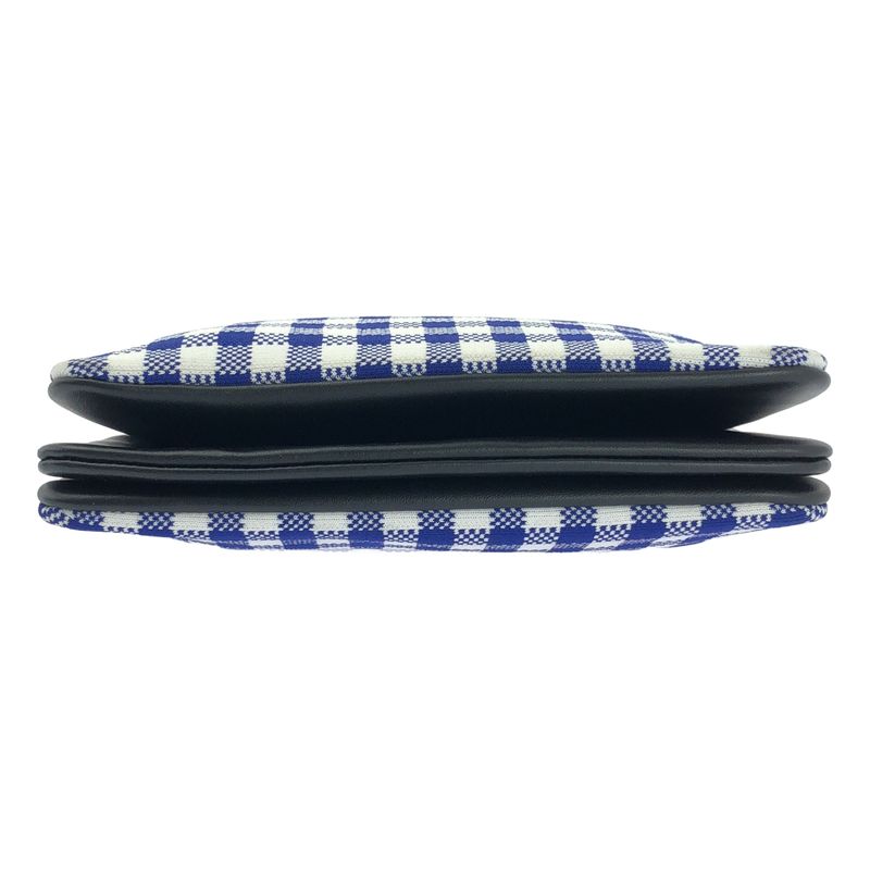 Celine - Phoebe Trio Knit And Leather Check Shoulder Bag - Cobalt Blue White -