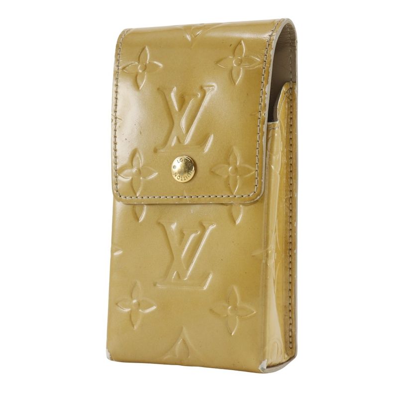 Louis Vuitton Green Cigarette Case M91048 Monogram Vernis Beige Th0021 Ladies