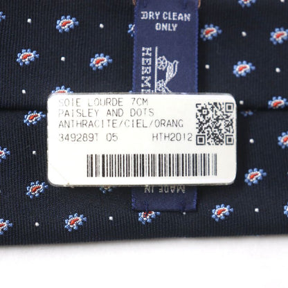 Hermes 2020 349289t 63% Silk Anthracite/ciel/orang Cravat Paisley Dot Tie