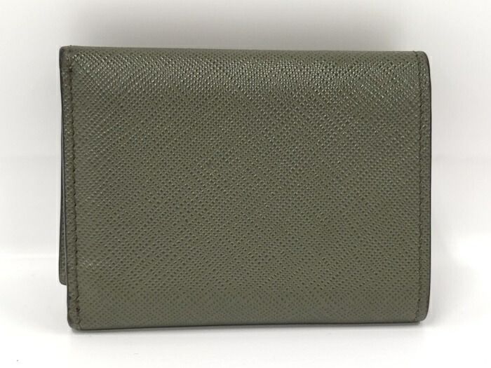 Prada Trifold Wallet With Triangular Logo Leather Green 2mh042