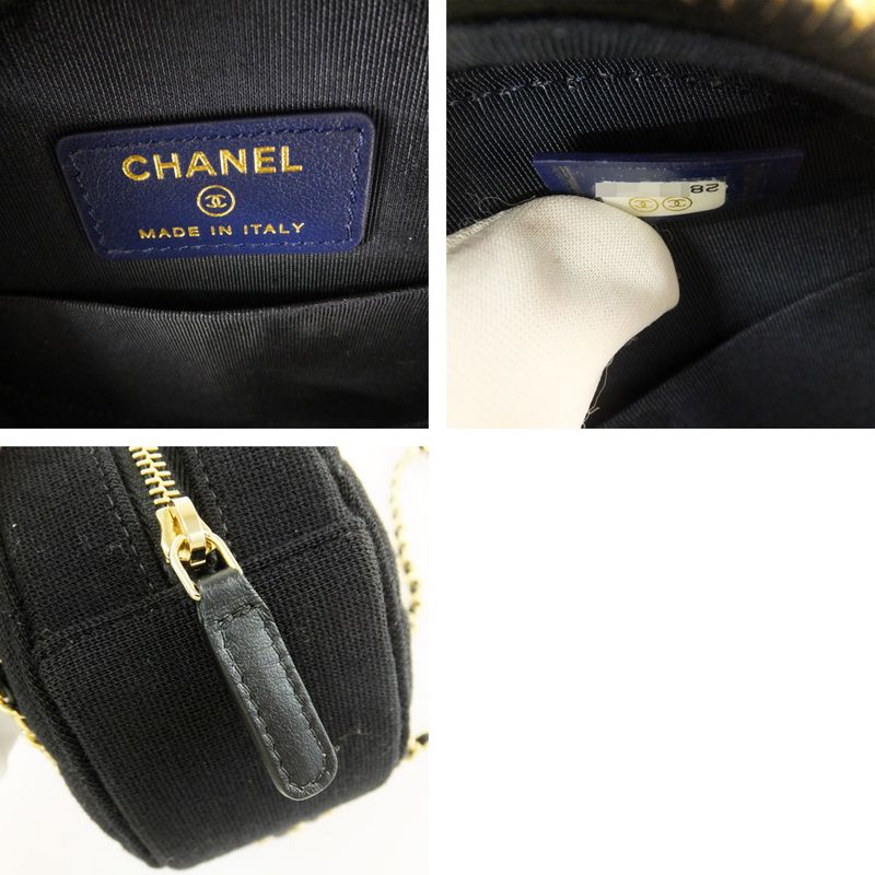 Chanel Round Chain Shoulder Cotton Round Shape Coco Mark Gold