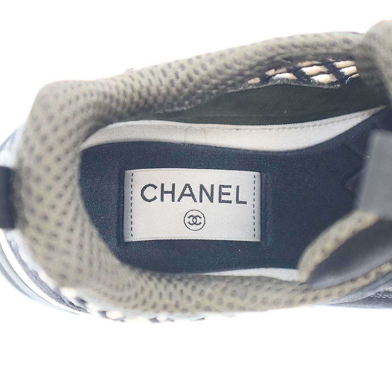 Chanel Matelasse Coco Mark Mesh Leather Sneakers G37126 Black 37