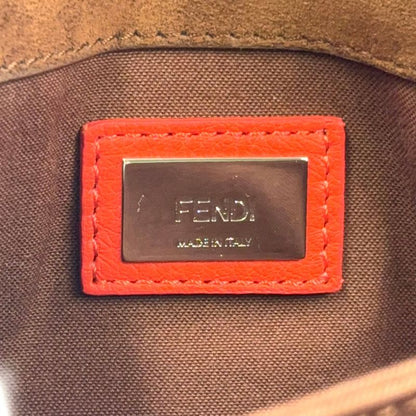 Fendi Baguette Chain Shoulder Leather Orange Brown And Black Shoulder Bag Silver