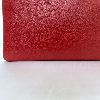 Gucci Clutch Bag Red Bamboo 449653 Excellent Condition Pouch Leather