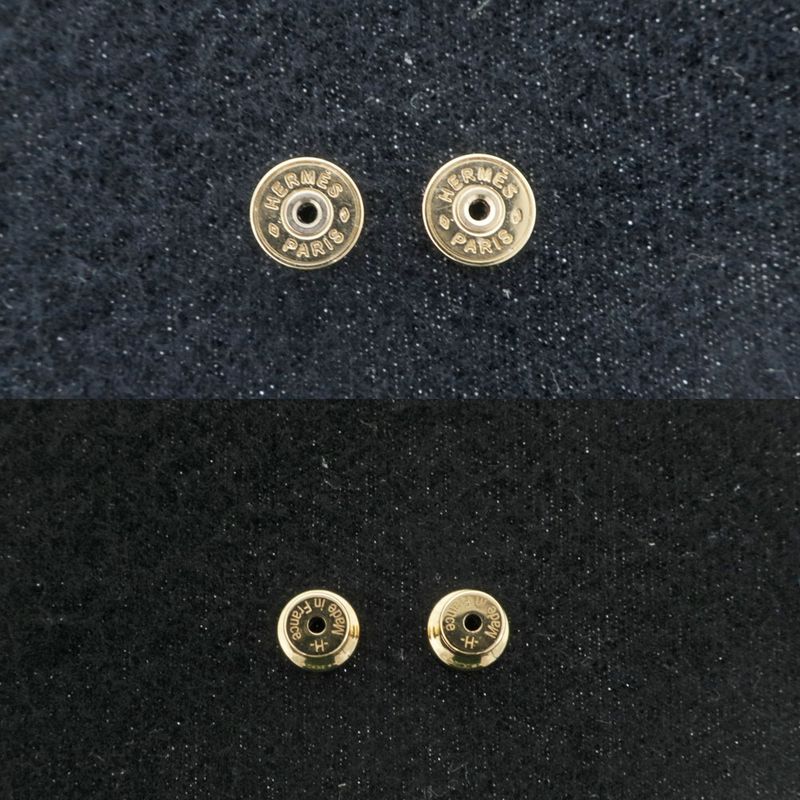 Hermes Yulidice PM Earrings Buffalo Horn Pair Brown Gold Hardware
