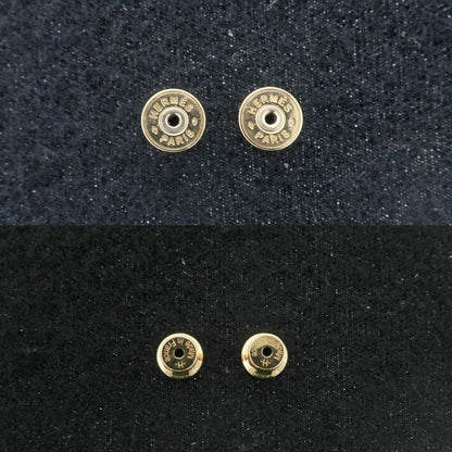 Hermes Yulidice PM Earrings Buffalo Horn Pair Brown Gold Hardware