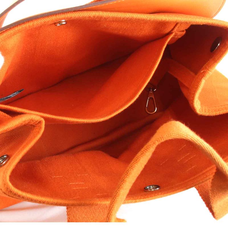 Hermes Valparaiso PM □P Engraved Handbag Leather / Canvas Orange