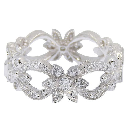 Gucci Flora Motif Diamond Ring 18K White Gold 750 White Gold Diamond #8