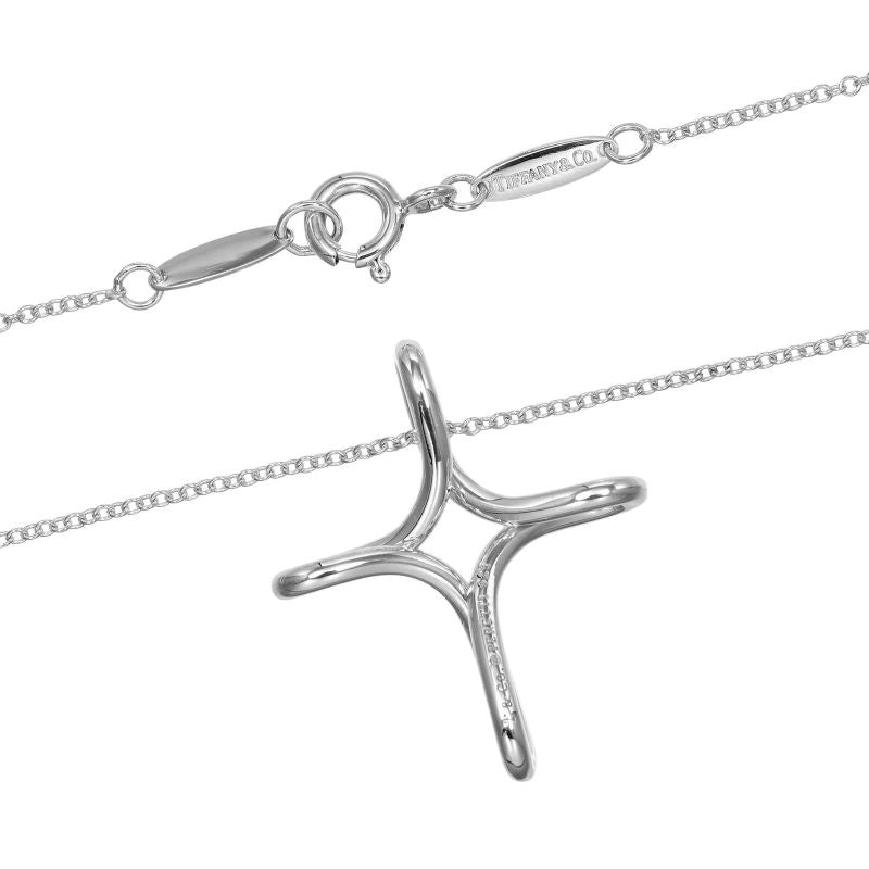 Tiffany & Co Open Cross Silver 925 Ladies 3.25g Necklace
