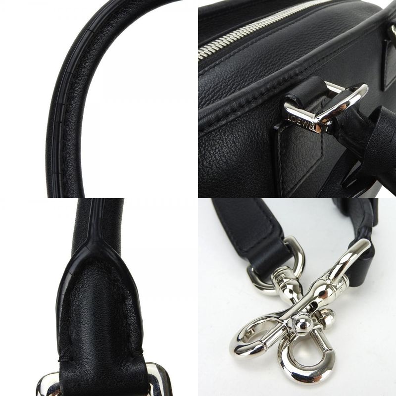 Loewe Handbag Amazona 28 Leather Black Silver Hardware 2WAY Shoulder Simple