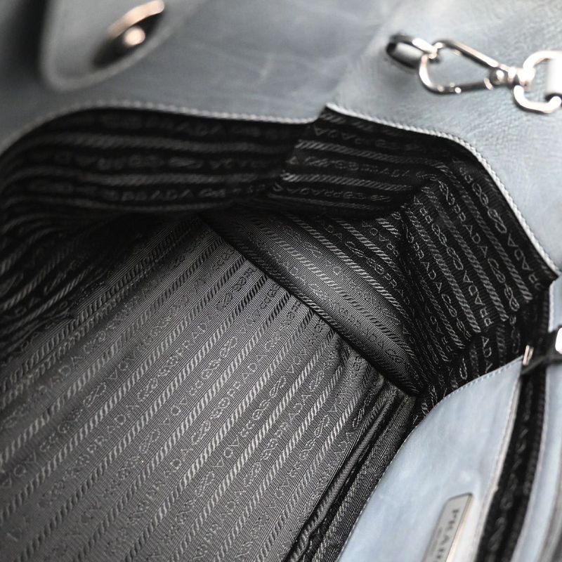 Prada Hand Shoulder Bag 2way Gray Leather 88ka908